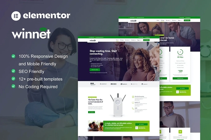 WinNet - Broadband & Internet Service Provider Elementor Template Kit 1.0.0