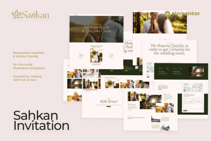 Sahkan – Wedding Invitation & Gallery Elementor Template Kit 1.0.0