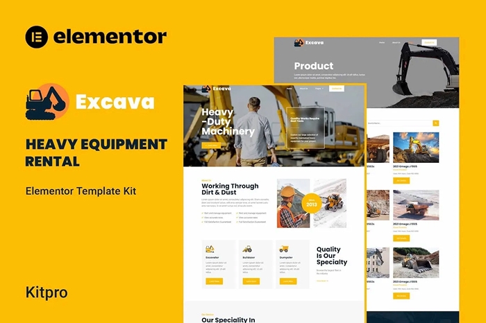 Excava – Heavy Equipment Rental Elementor Template Kit 1.0.0