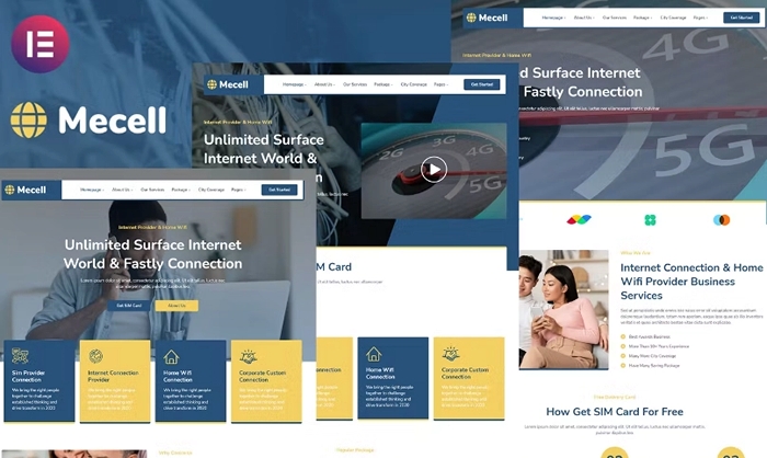 Mecell – Internet Connection & Home Wifi Business Services Elementor Template Kit 1.0.0