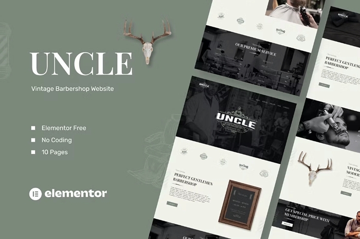 Uncle – Barbershop Elementor Template Kit 1.0.0