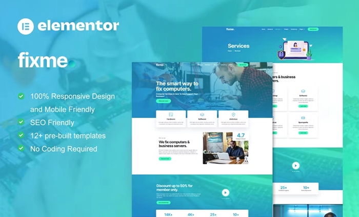 Fixme - Computer Repair Service Elementor Template Kit 1.0.0