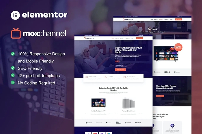 MoxChannel – TV Channel Service Elementor Template Kit 1.0.0