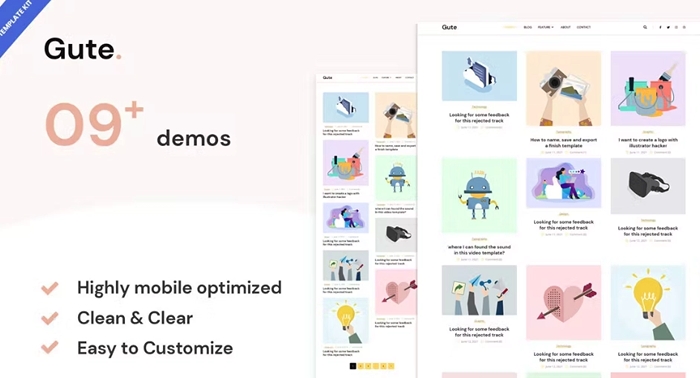 Gute – Minimalist Blog Elementor Template Kit 1.0.0