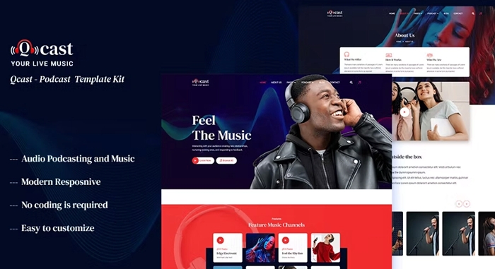 Qcast – Podcast & Music Elementor Template Kit 1.0.0