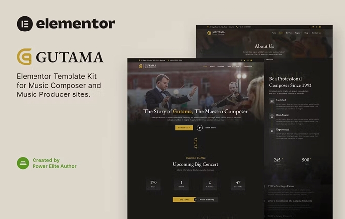 Gutama – Music Composer & Producer Elementor Template Kit 1.0.0