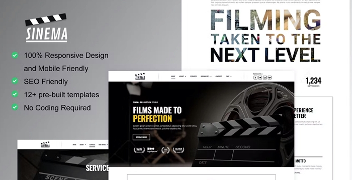 Sinema - Film Maker & Movie Studio Elementor Template Kit 1.0.0