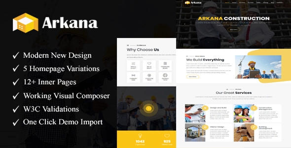 Arkana – One Page Construction WordPress Theme 1.0