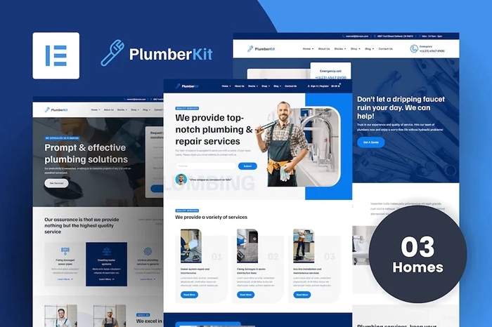 PlumberKit - Plumbing Services Elementor Template Kit 1.0.0