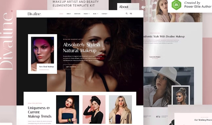 Divaline – Makeup Artist Model & Beauty Elementor Template Kit 1.0.0