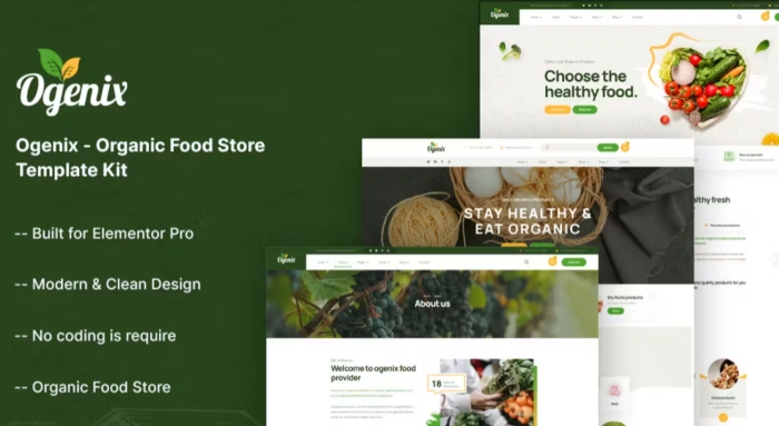 Ogenix – Organic Food Store Elementor Template Kit 1.0.0