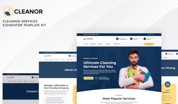 Cleanor – Cleaning Services Elementor Pro Template Kit 1.0.0