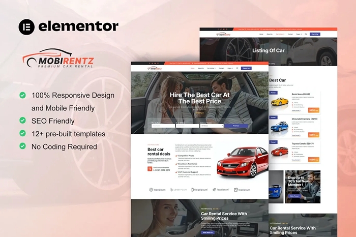 Mobirentz – Car Rental & Auto Dealer Elementor Template Kit 1.0.0