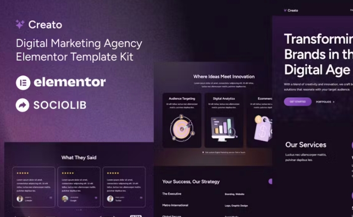 Creato – Digital Marketing Agency Elementor Template Kit 1.0.0