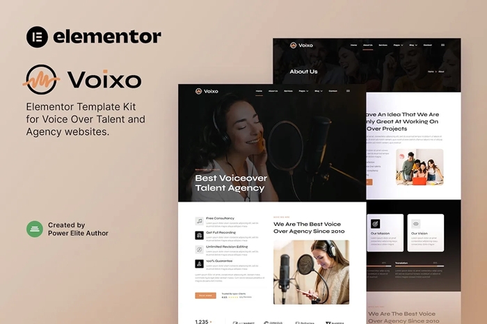 Voixo – Voice Over Talent & Agency Elementor Template Kit 1.0.0