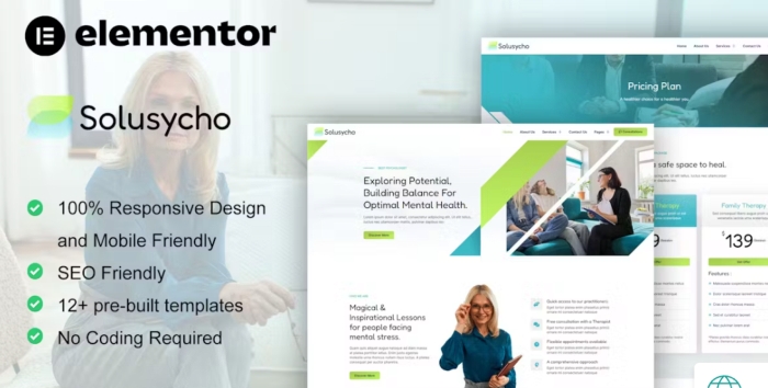 Solusycho – Psychology & Mental Health Elementor Template Kit 1.0.0