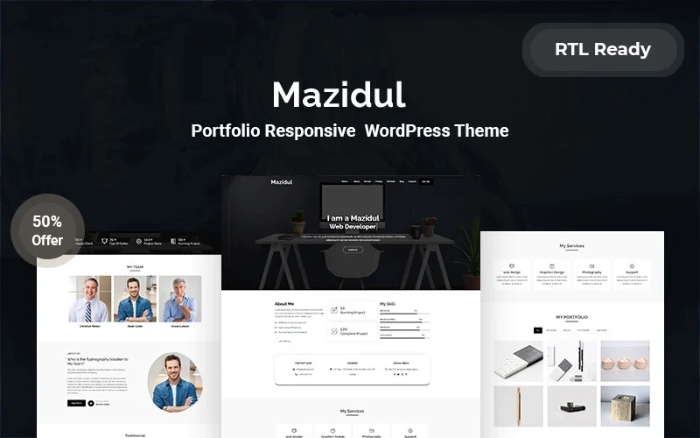 Mazidul Portfolio Responsive WordPress Theme 1.0.0