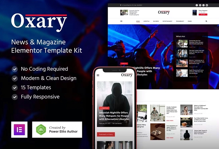Oxary – News & Magazine Elementor Template Kit 1.0.0