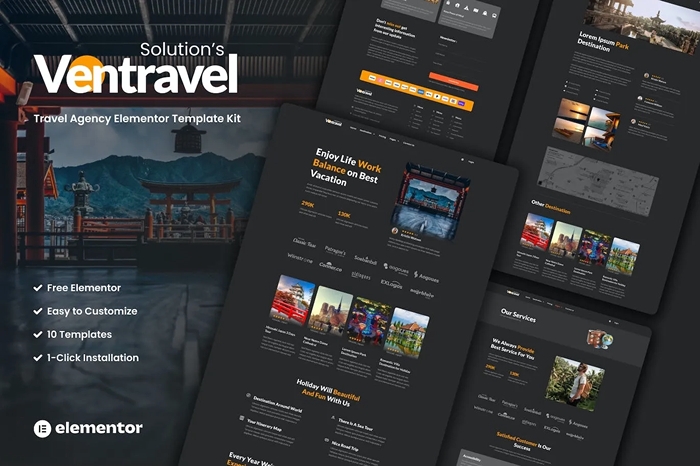 Ventravel - Traveling Agency Elementor Template Kit 1.0.0