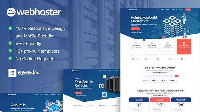 WebHoster – Web Hosting Service Elementor Template Kit 1.0.0