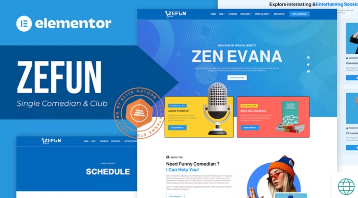 Zefun – Comedian & Entertainer Elementor Template Kit 1.0.0