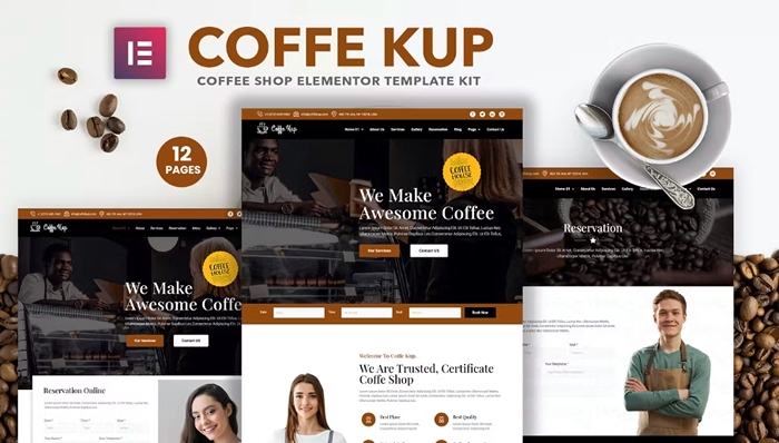 CoffeeKup β Cafe & Coffee Shop Elementor Template Kit 1.0.0