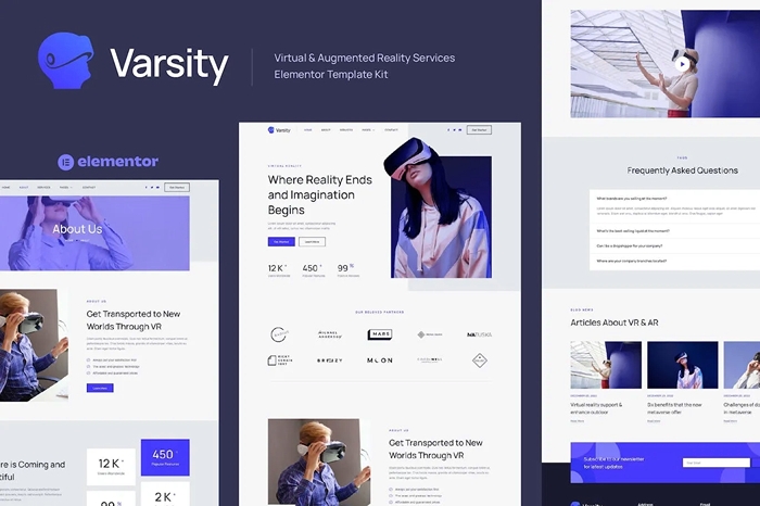 Varsity - Virtual & Augmented Reality Services Elementor Template Kit 1.0.0