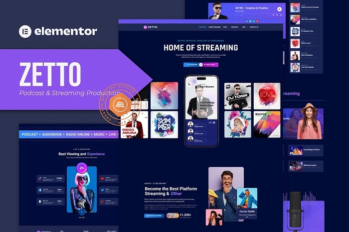 Zetto – Podcast & Streaming Production Elementor Template Kit 1.0.0