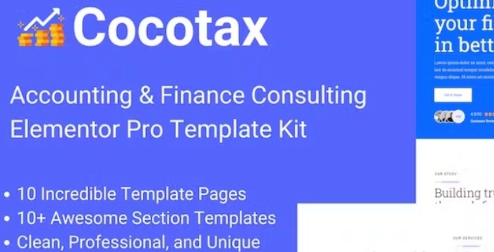 Cocotax – Accounting & Finance Consulting Elementor Template Kit 1.0.0