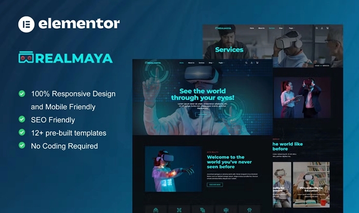 RealMaya – Virtual Reality Services & Shop Elementor Template Kit 1.0.0