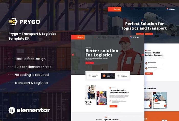 Prygo – Transport & Logistics Elementor Template Kit 1.0.0