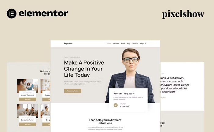 Psycoach – Life Coach & Psychologist Elementor Pro Full Site Kit 1.0.0