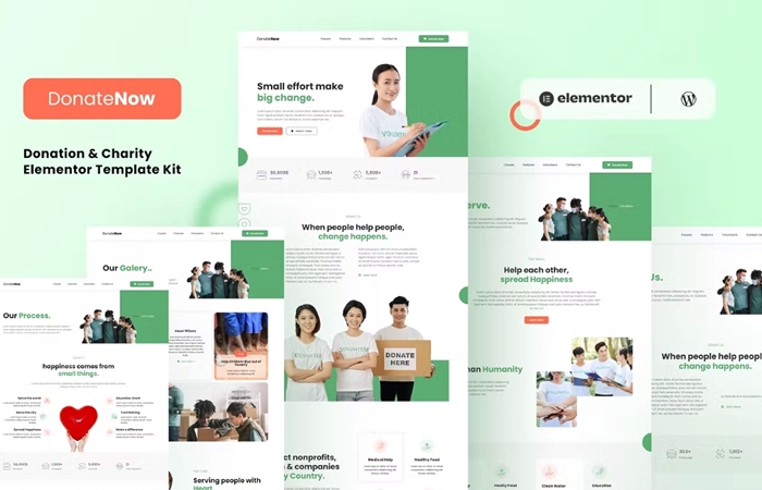 Donatenow – Donation & Charity Elementor Template Kit 1.0.0