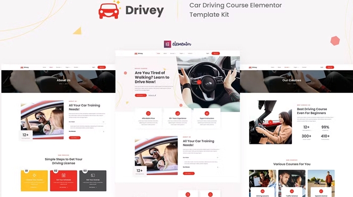 Drivey – Car Driving Course Elementor Template Kit 1.0.0
