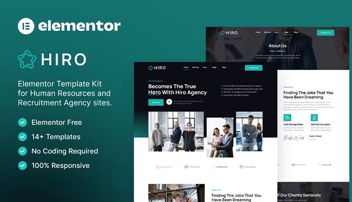 Hiro - Human Resources & Recruitment Agency Elementor Template Kit 1.0.0