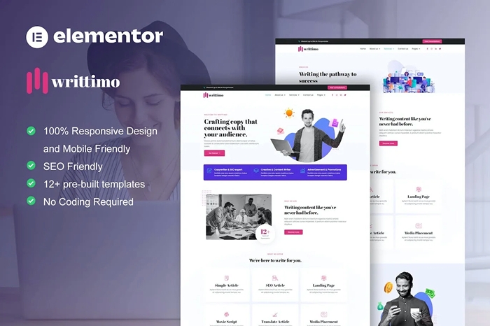 Writtimo – Content Writing Service Agency Elementor Kit 1.0.0