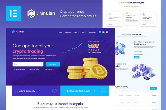 CoinClan – Cryptocurrency Elementor Template Kit 1.0.0