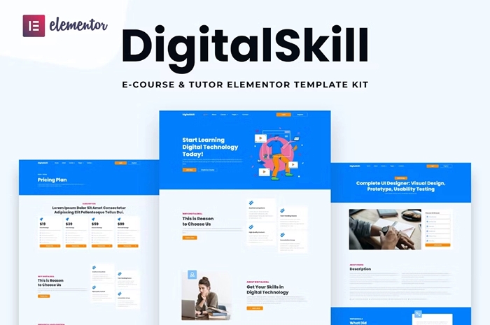 DigitalSkill – E-course & Online Tutorials Elementor Pro Template Kit 1.0.0