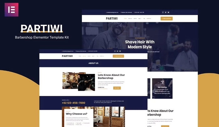 Partiwi – Barbershop Elementor Template Kit 1.0.0