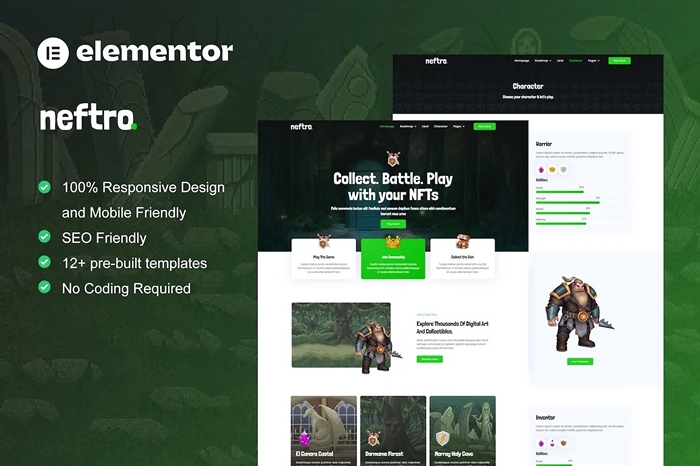 Neftro – Game NFT Elementor Template Kit 1.0.0