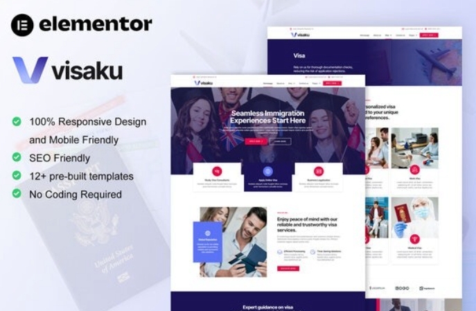Visaku – Immigration & Visa Consulting Elementor Pro Template Kit 1.0.0