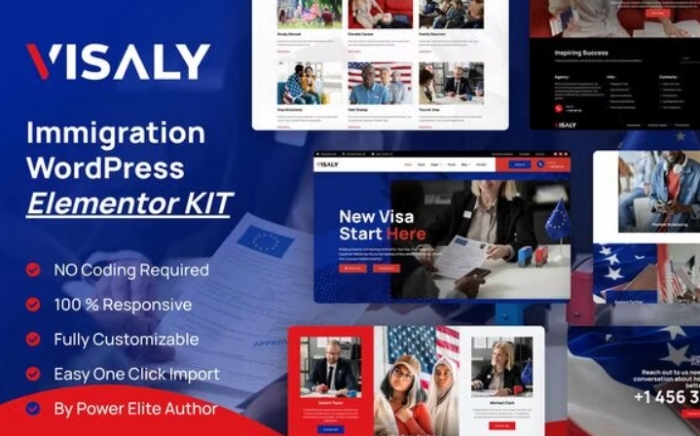 Visaly – Immigration & Visa Consulting Elementor Pro Template Kit 1.0.0