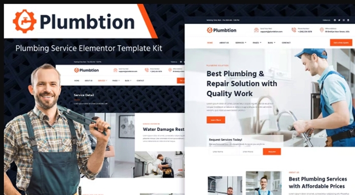 Plumbtion – Plumbing Services Elementor Template Kit 1.0.0