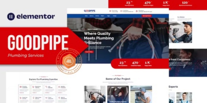 Goodpipe – Plumbing Services Elementor Template Kit 1.0.0
