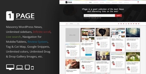 1Page - Masonry WordPress News / interesting links 4.5