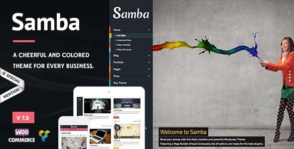 Samba – Colored WordPress Theme 7.5