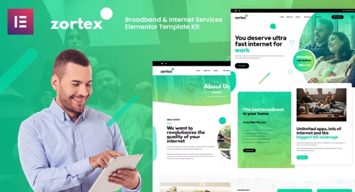 Zortex – Broadband & Internet Services Elementor Template Kit 1.0.0