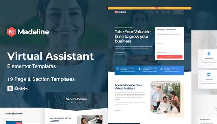Madeline – Virtual Assistant Website Elementor Template Kit 1.0.0