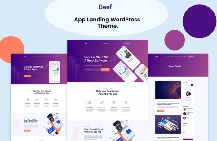 Deef – App Landing WordPress Theme 1.0.0