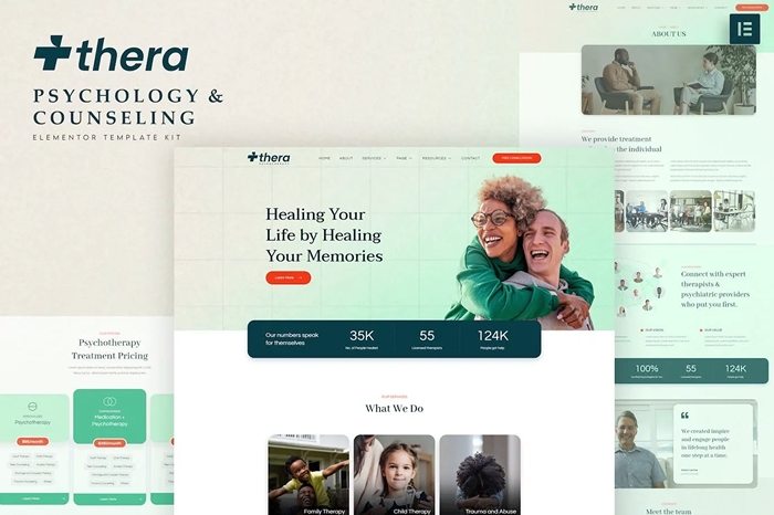 Thera – Psychology & Counseling Elementor Template Kit 1.0.0
